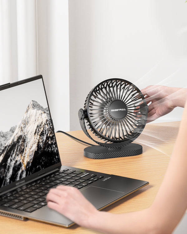 SWEETFULL Desk Fan USB Small Fan, 3 Speeds